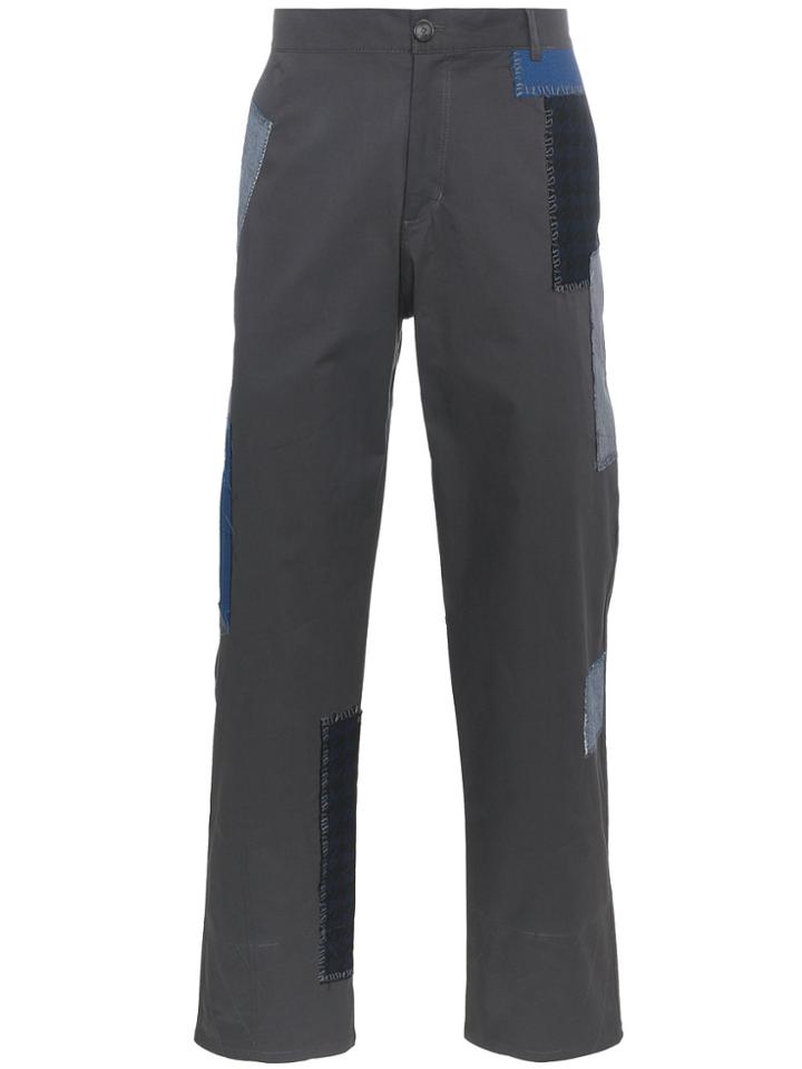 78 Stitches Patchwork Straight Leg Cropped Trousers - Grey