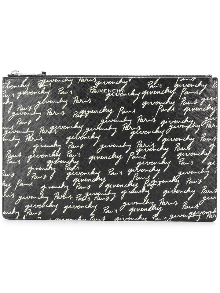Givenchy Signature Print Clutch - Black