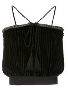 À La Garçonne Velvet Pleated Top - Black