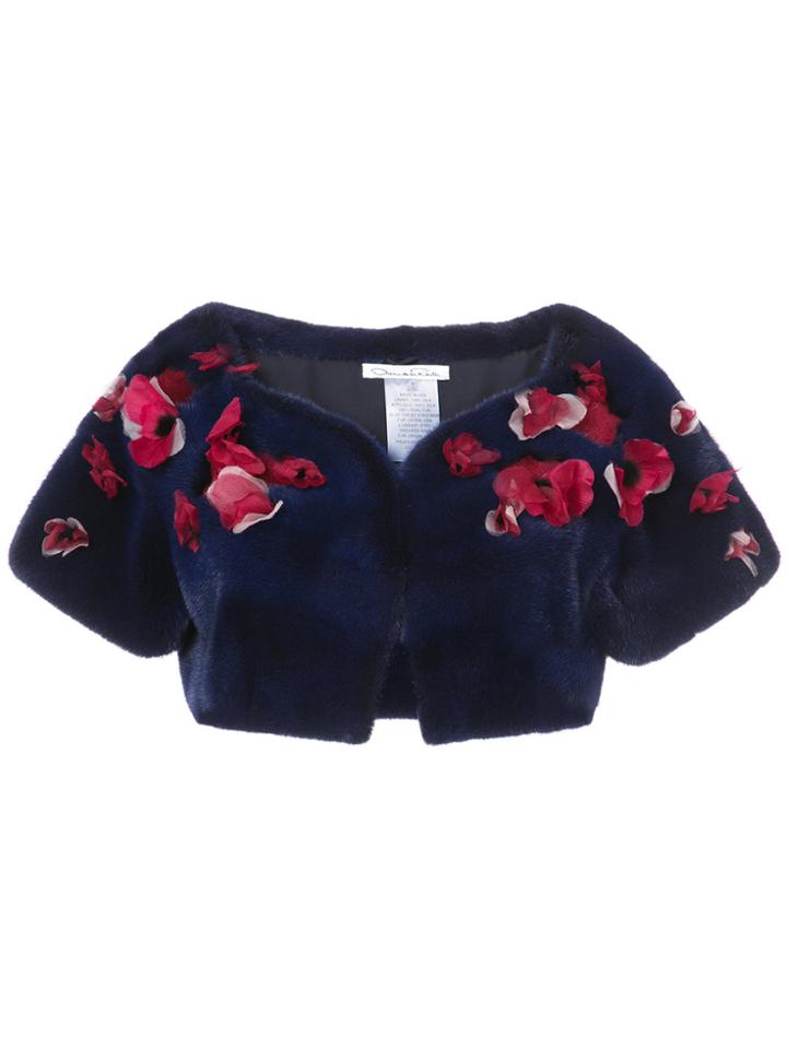 Oscar De La Renta Petal-embellished Fur Bolero - Blue