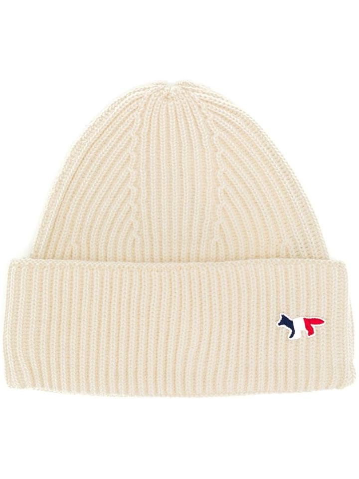 Maison Kitsuné Embroidered Logo Beanie - Neutrals