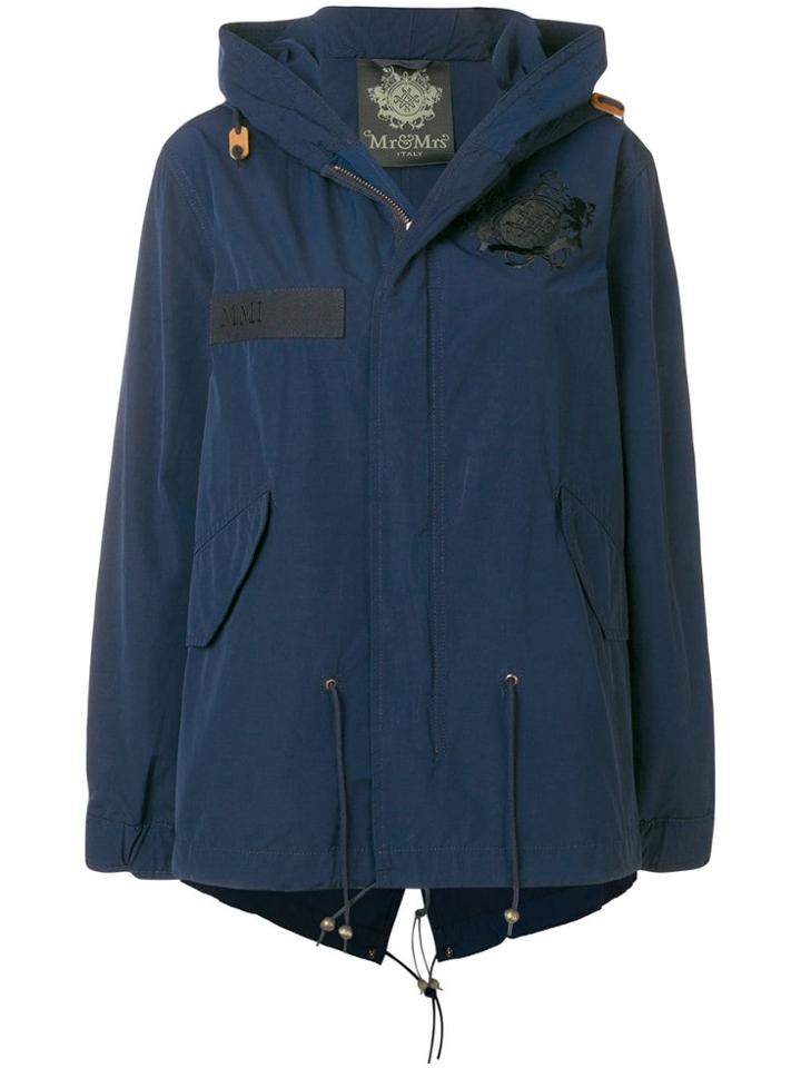 Mr & Mrs Italy Cropped Parka Jacket - Blue