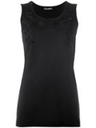 Dolce & Gabbana Rose Embroidered Top, Women's, Size: 44, Black, Cotton/viscose/polyester
