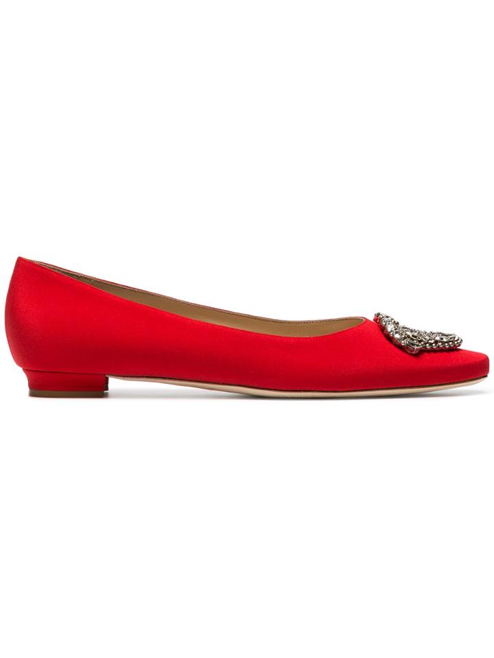 Manolo Blahnik Okkato 10 Flat Pumps - Red