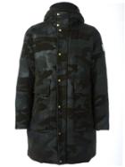 Moncler Gamme Bleu Camouflage Print Parka, Men's, Size: 1, Green, Wool/cotton/cupro/feather Down