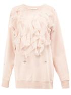Faith Connexion Ruffled Applique Sweatshirt, Women's, Size: Small, Pink/purple, Silk/brass/glass/cotton