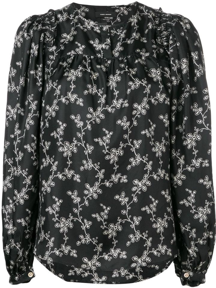 Isabel Marant Printed Silk Top - Black