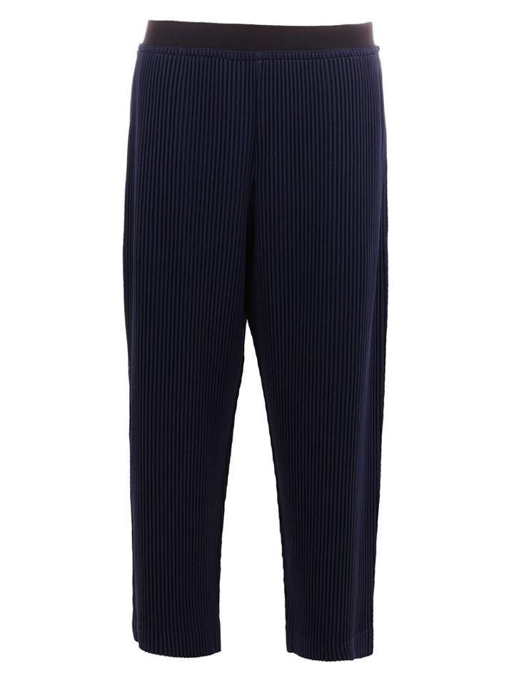 Homme Plissé Issey Miyake Crooped Pleated Trousers, Men's, Size: 2, Blue, Polyester