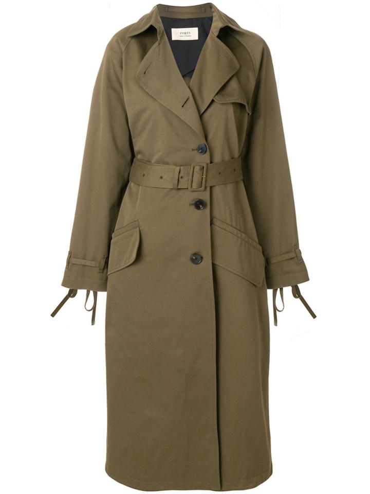 Ports 1961 Classic Belted Trench Coat - Green