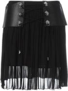 Versus Belted Mini Skirt, Women's, Size: 40, Black, Viscose/leather/polyurethane/polyamide