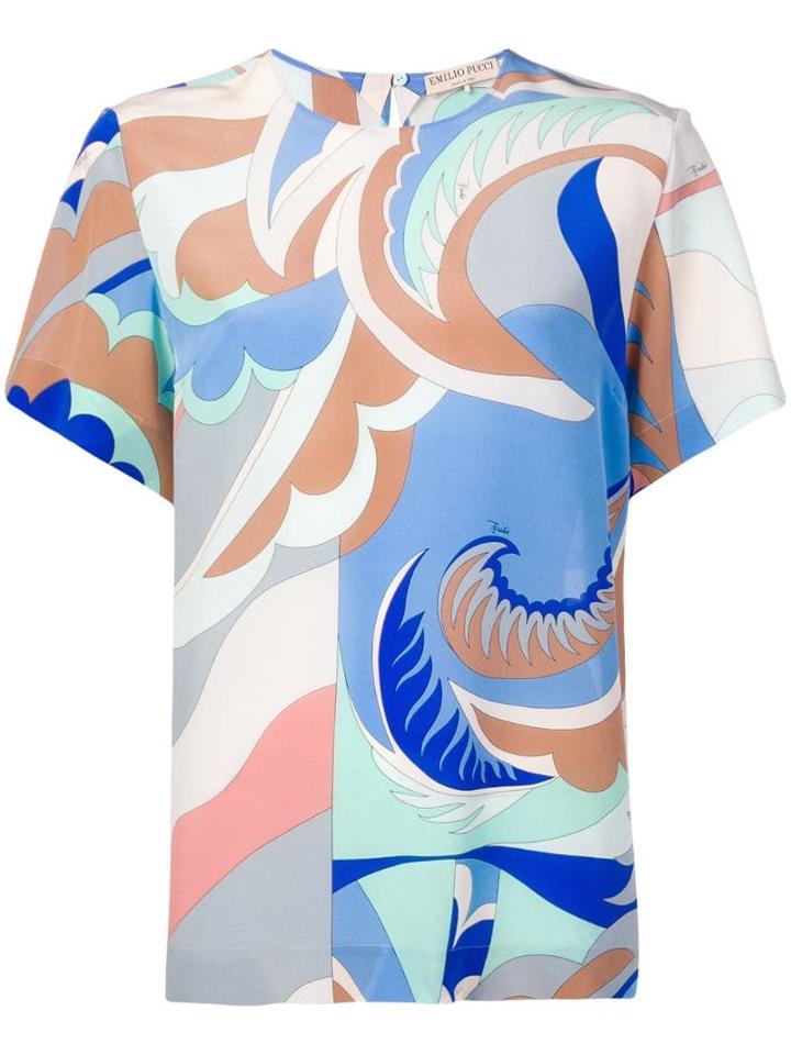 Emilio Pucci Acapulco Print Silk-twill Top - Blue