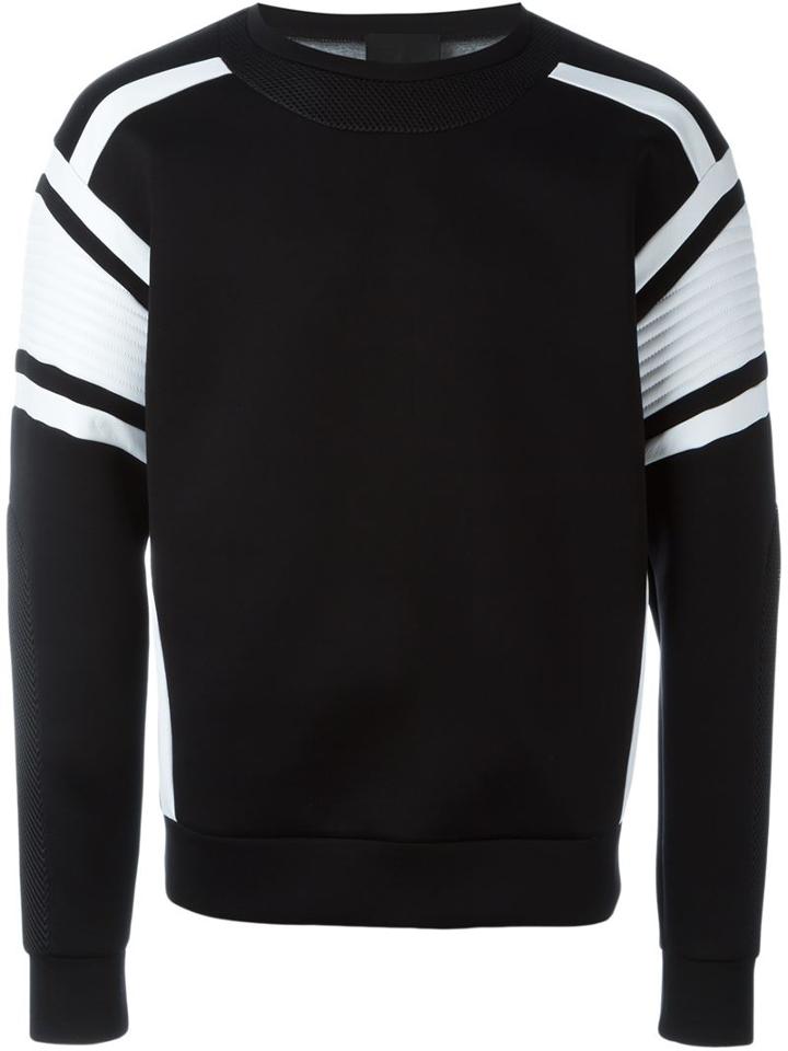 Les Hommes Leather Insert Sweatshirt