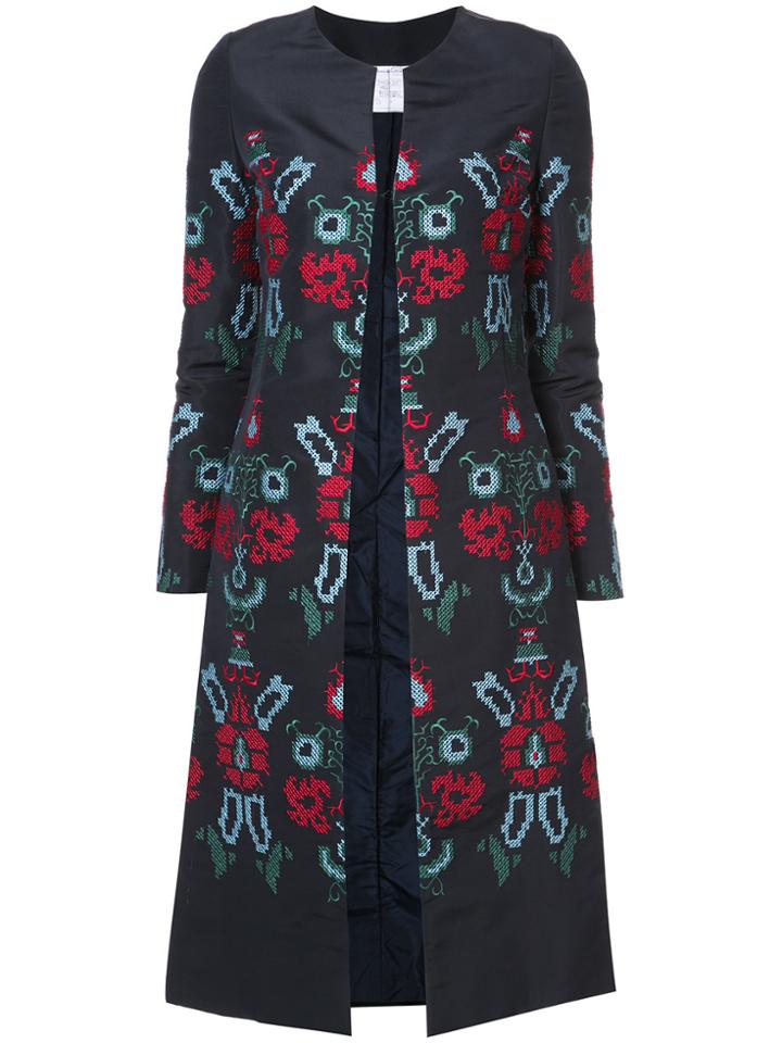 Oscar De La Renta Embroidered Coat - Blue