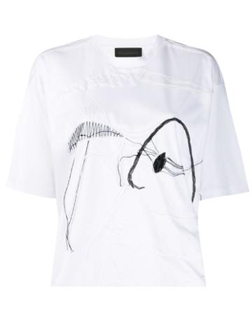 Diesel Black Gold Loose Thread Embroidery T-shirt - White