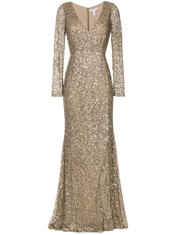Rachel Gilbert Sequins Long Dress - Brown