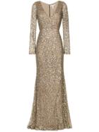 Rachel Gilbert Sequins Long Dress - Brown