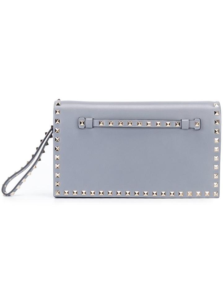 Valentino 'rockstud' Clutch, Women's, Grey