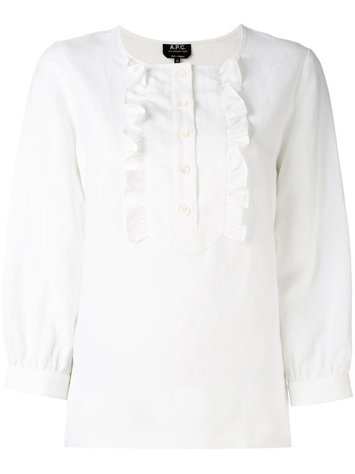 A.p.c. Three-quarters Sleeve Ruffled Blouse - White