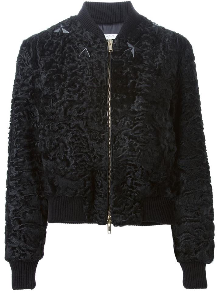 Givenchy Karakul Bomber Jacket, Women's, Size: 36, Black, Lamb Skin/polyamide/polyester/astrakhan