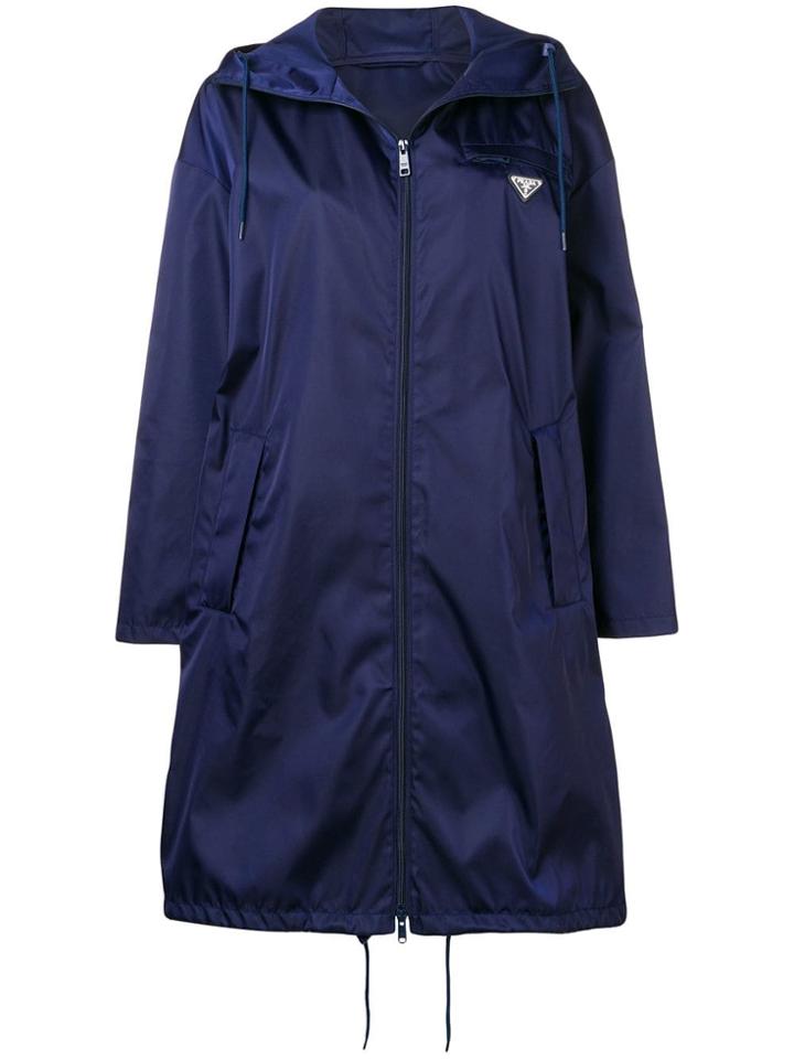 Prada Logo Raincoat - Blue