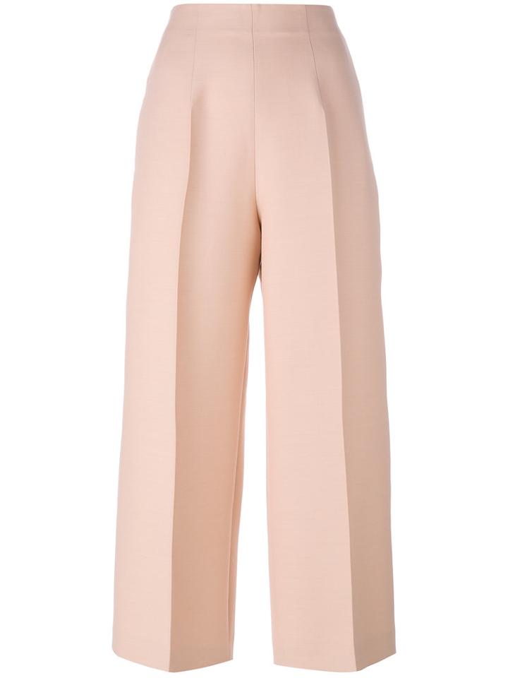 Fendi Cropped Wide Leg Trousers, Women's, Size: 38, Pink/purple, Silk/wool