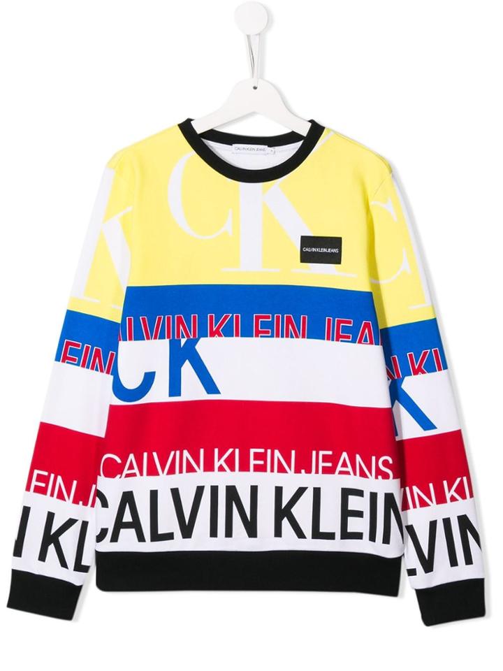 Calvin Klein Kids Teen Multicoloured Striped Sweatshirt - Black