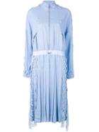 Versace - Pleated Shirt Dress - Women - Silk/polyethylene/viscose - 42, Women's, Blue, Silk/polyethylene/viscose