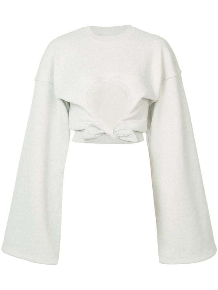 Y / Project - Cropped Tie Sweatshirt - Women - Cotton/spandex/elastane - L, Grey, Cotton/spandex/elastane
