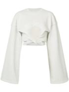 Y / Project - Cropped Tie Sweatshirt - Women - Cotton/spandex/elastane - L, Grey, Cotton/spandex/elastane