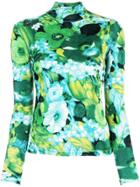 Richard Quinn Floral Print Turtleneck Jumper - Green