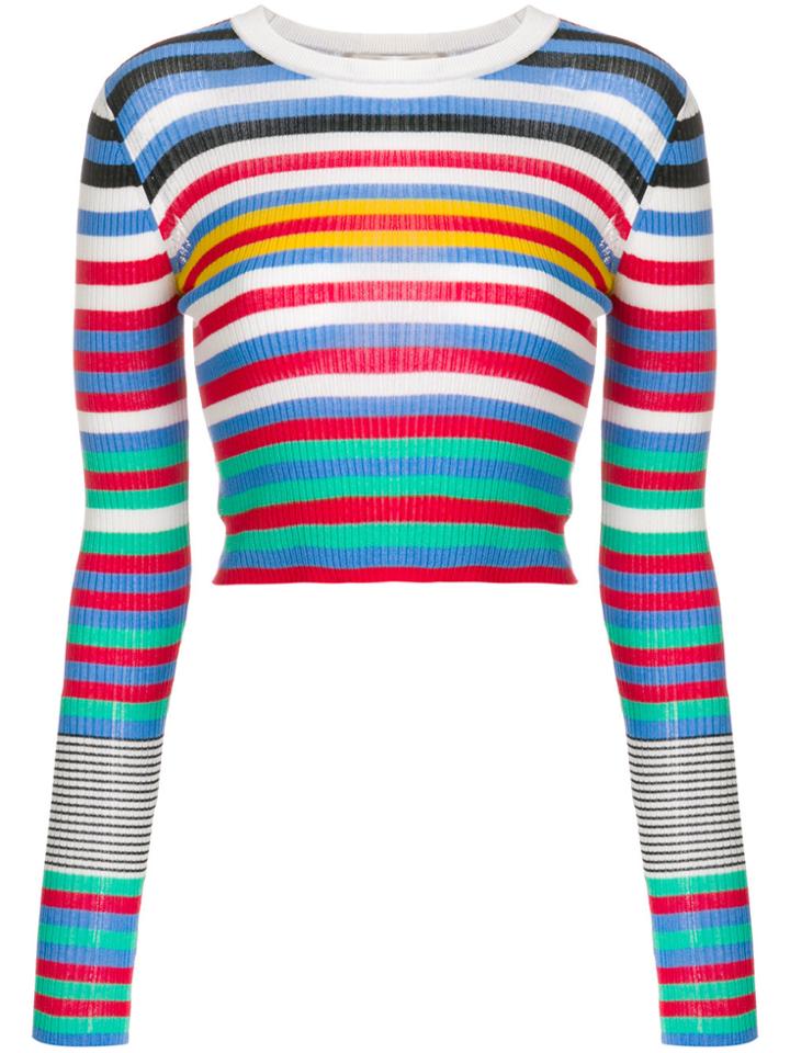 Dvf Diane Von Furstenberg Striped Cropped Sweater - Multicolour