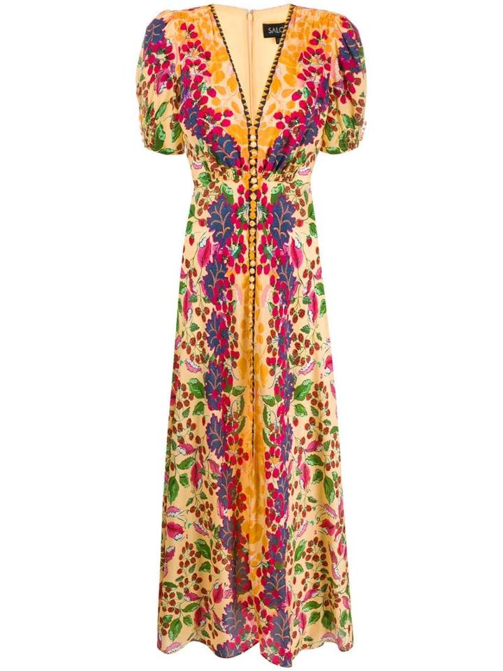 Saloni Lea Long Dress - Orange