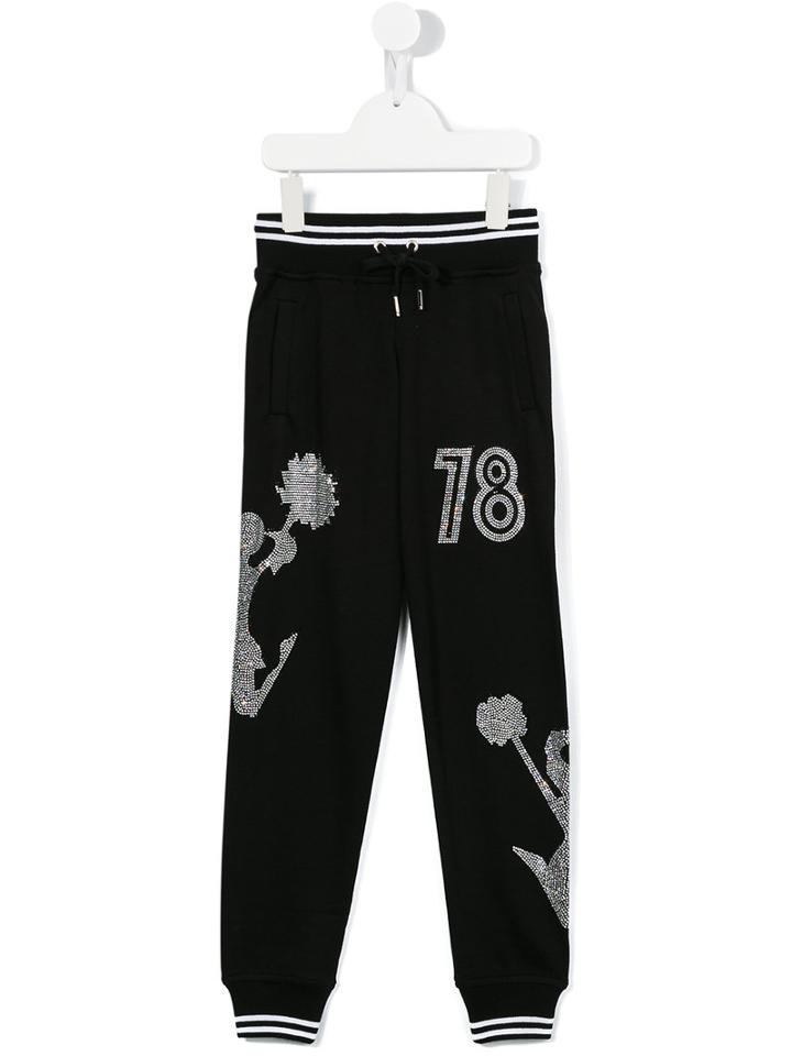 Philipp Plein Kids Crystal Embellished Joggers, Girl's, Size: 6 Yrs, Black