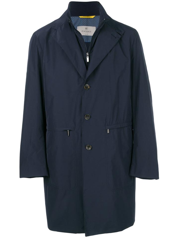 Canali Buttoned Up Raincoat - Blue