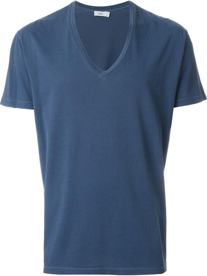 Closed V-neck T-shirt, Men's, Size: M, Blue, Cotton