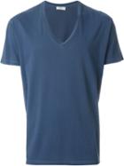 Closed V-neck T-shirt, Men's, Size: M, Blue, Cotton