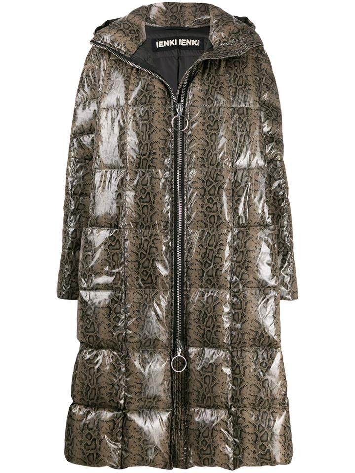 Ienki Ienki Pyramide Snakeskin-print Padded Coat - Grey