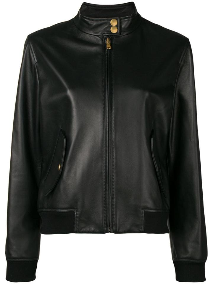Moschino Bear Logo Leather Jacket - Black