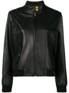 Moschino Bear Logo Leather Jacket - Black