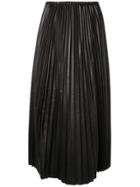 Valentino Pleated Leather Skirt - Black