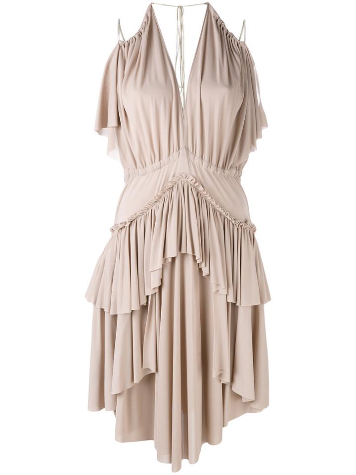 Philosophy Di Lorenzo Serafini - Tiered Ruffled Dress - Women - Viscose - 42, Pink/purple, Viscose