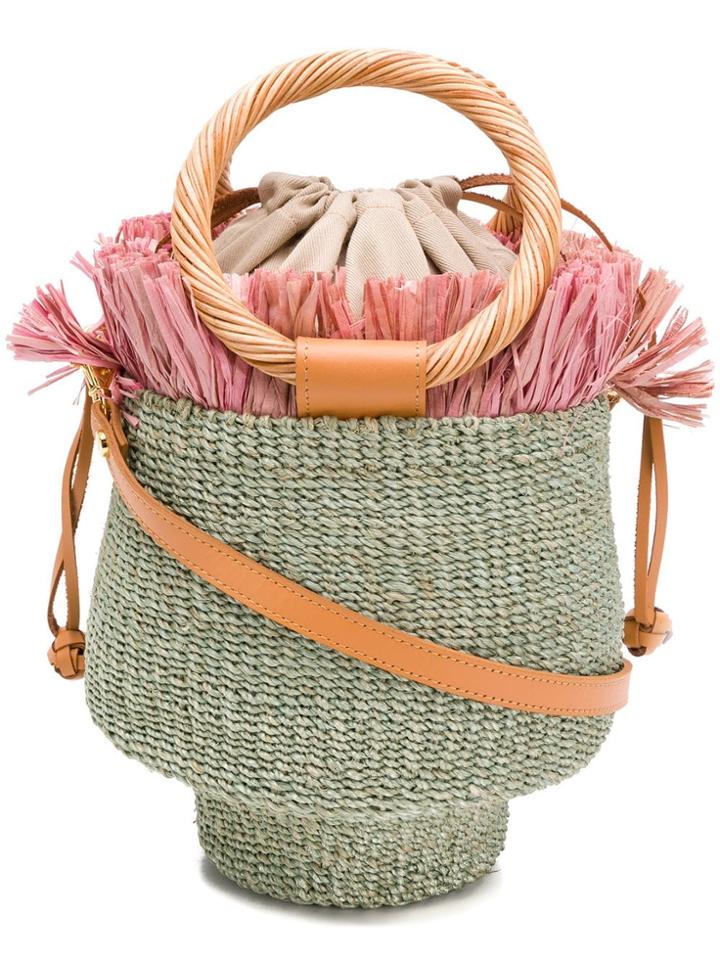 Aranaz Wicker Bucket Bag - Green