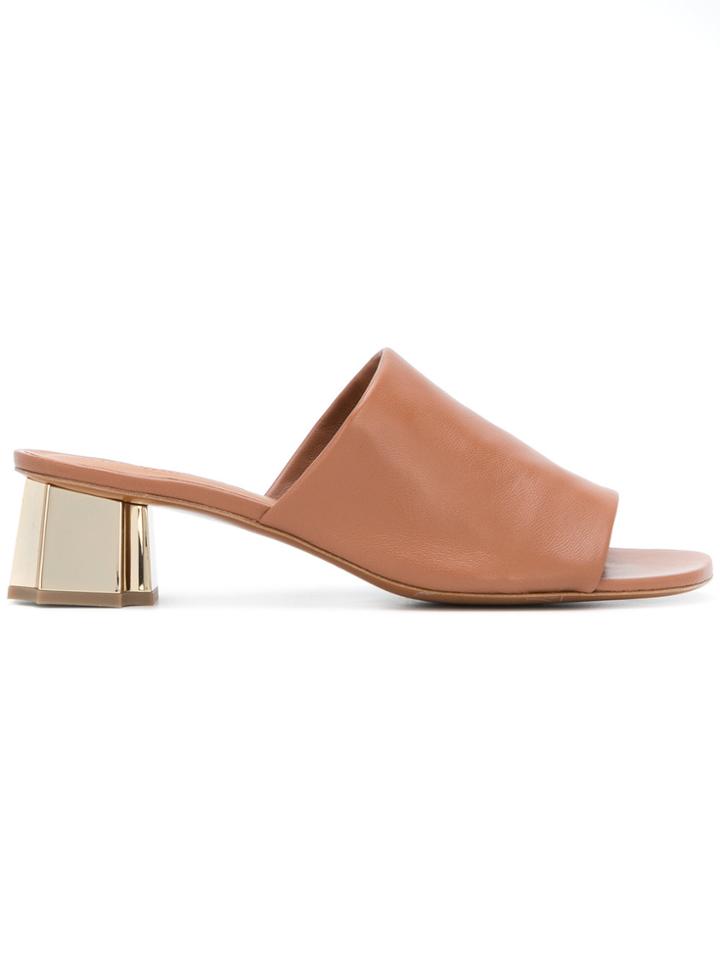 Robert Clergerie Open Toe Mule Sandals - Brown