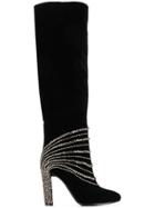 Alberta Ferretti Thigh High Embellished Boots - Black