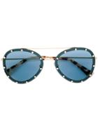 Valentino Eyewear Embellished Aviator Sunglasses - Blue
