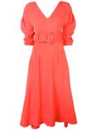 Nicholas Ruched Sleeve Dress - Red
