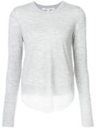 Veronica Beard Shirt Back Sweater - Grey
