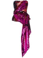 Halpern Sequin Embellished Strapless Top - Pink & Purple