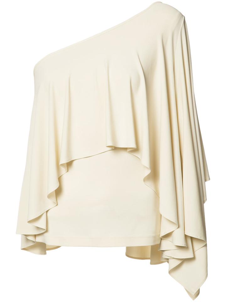 Plein Sud Asymmetric Draped Top, Women's, Size: 40, White, Rayon/spandex/elastane