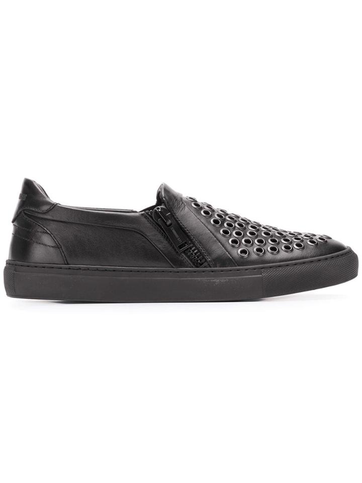Les Hommes Punch-hole Detail Sneakers - Black
